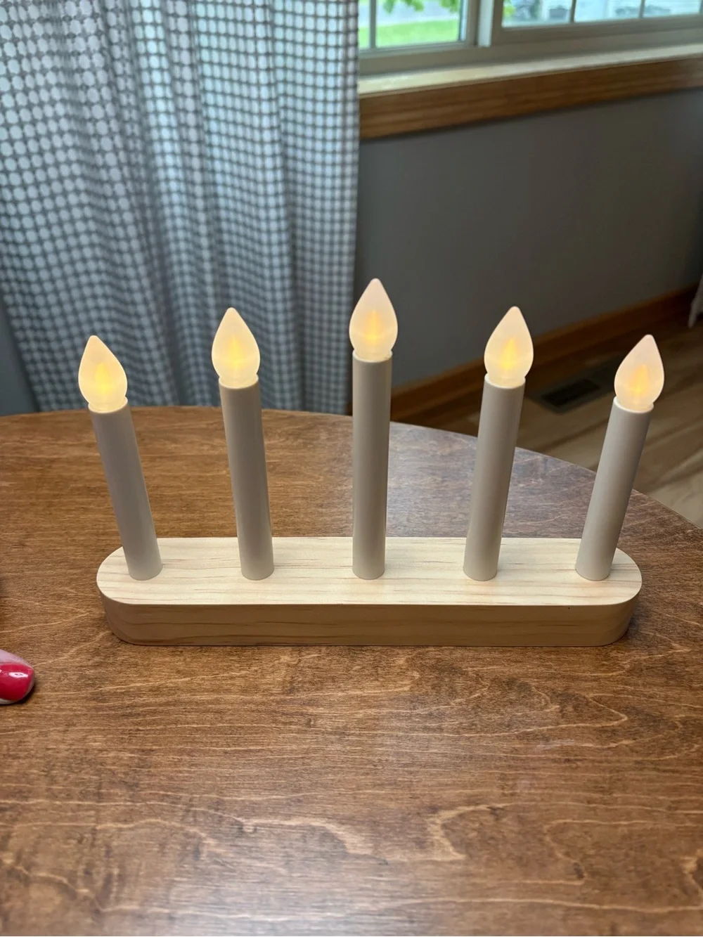 IKEA Wooden LED Candle Bridge in White and Natural Wood